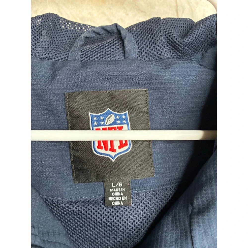 NFL Seattle Seahawks Windbreaker Jacket Navy Blue Neon Green Full Zip Hooded L